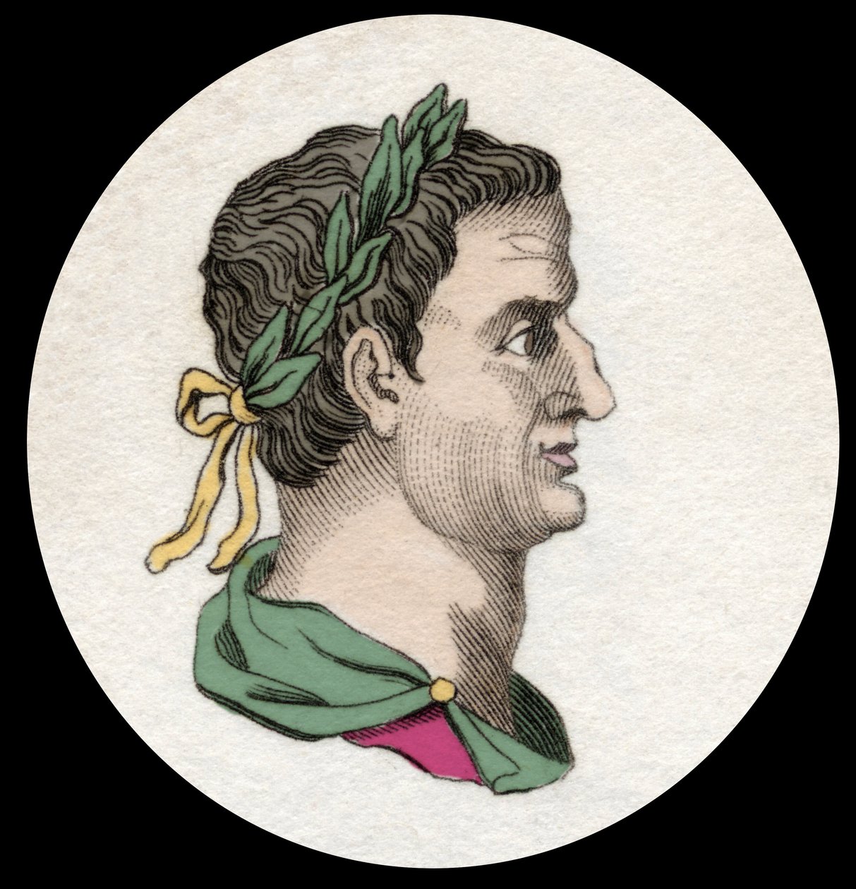 Servius Sulpicius Galba (Kr. e. 3-69), római császár portréja. 19. századi metszet alkotó: Unknown artist