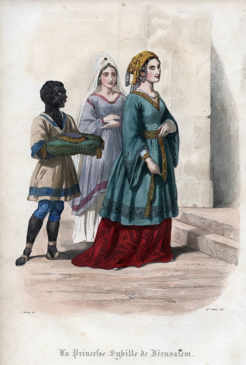 Jeruzsálemi Szibillának (Jerusalem Sibylle) (kb. 1160-1190), Jeruzsálem hercegnőjének, majd királynőjének portréja. Metszet 1842-ből Maurice Lachatre „Histoire des Popes” című könyvében. Magángyűjtemény. alkotó: Unknown artist