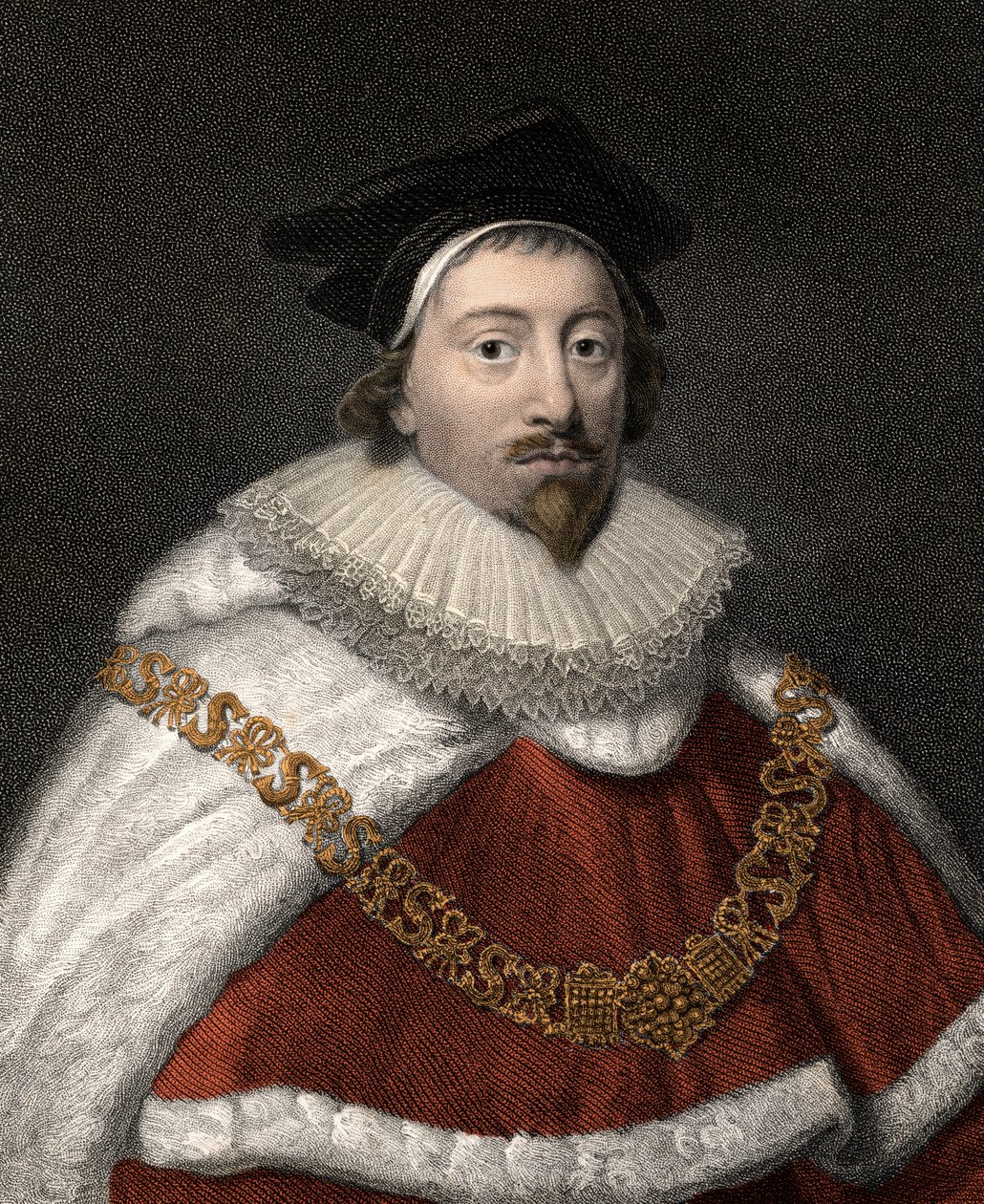 Sir Edward Coke (1552-1634), angol jogtanácsos portréja - Színes metszet a XIX. alkotó: Unknown artist