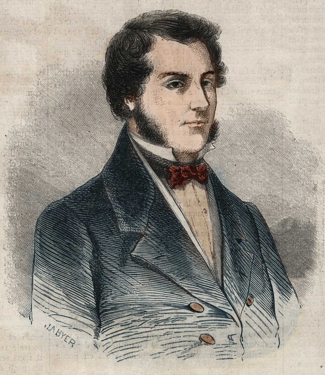 Sir James Brooke portréja, akit Sarawak Rajah-jaként ismernek (1803-1868), brit kalandor, Sarawak első fehér radzsája. Metszet a „Le Monde illustrious”-ban 1857-ből. Magángyűjtemény. alkotó: Unknown artist