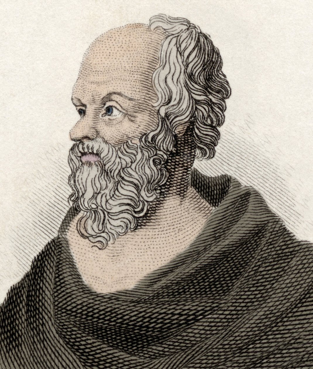 Szókratész (Kr. e. 470-399), görög filozófus portréja. 19. századi metszet. alkotó: Unknown artist
