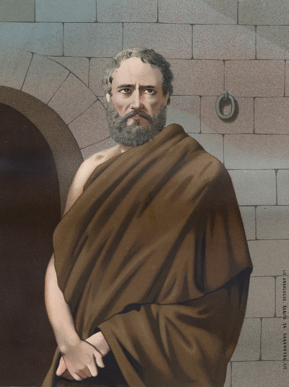 Szókratész portréja. Görög filozófus -470 -399 híres férfiaktól és nőktől. Barcelona 1877. alkotó: Unknown artist