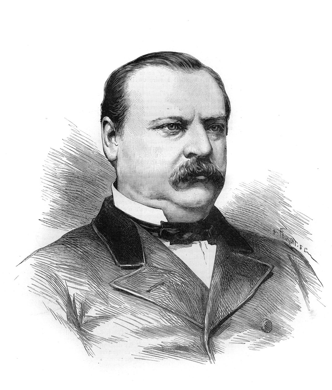 Stephen Grover Cleveland (1837-1908) portréja, amelyet az amerikai köztársasági elnöki posztra terveztek az államok küldöttei. Metszet a „” Le Monde Illustré”-ben alkotó: Unknown artist