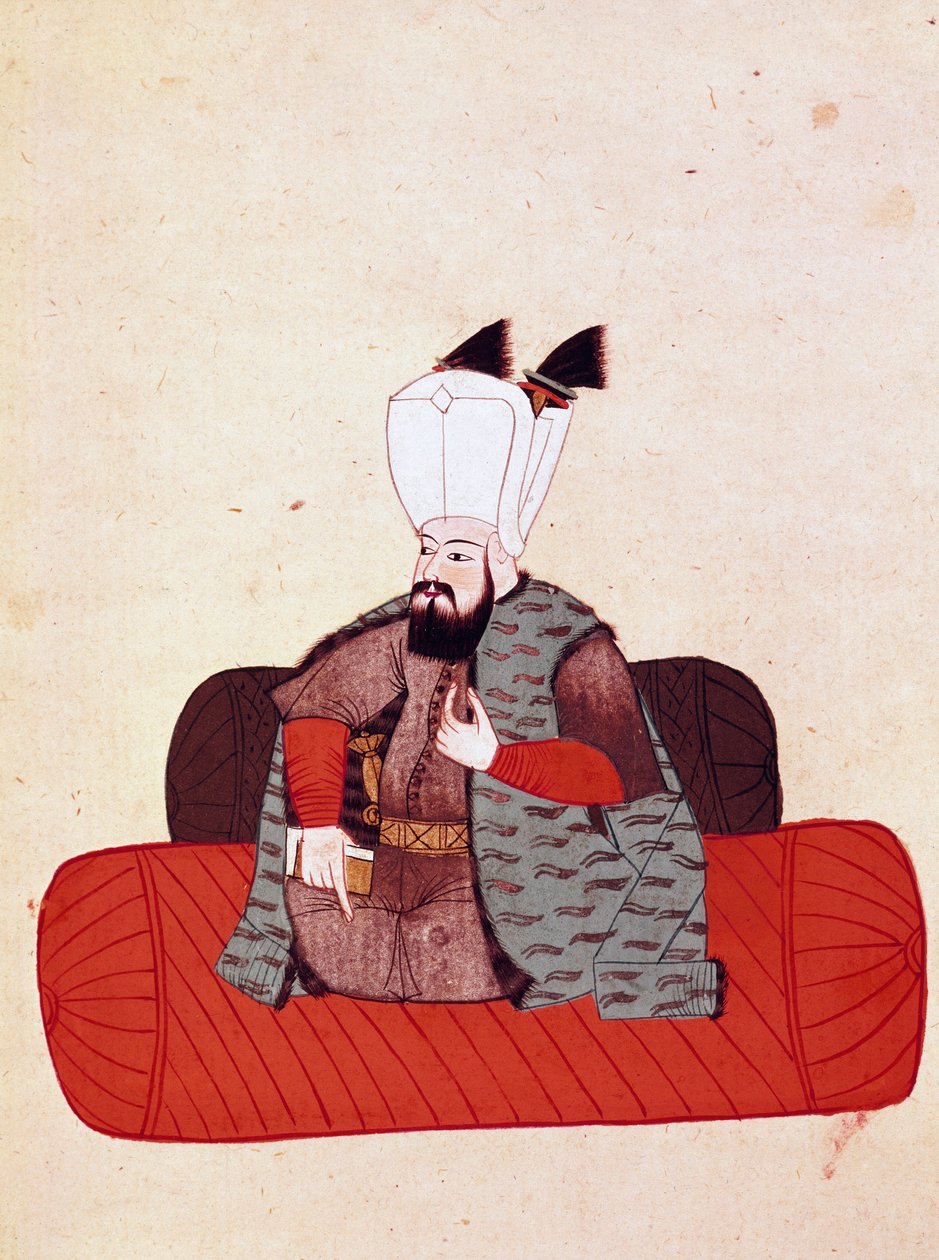 III. Amurat (vagy III. Mourad) szultán portréja (1574-1595) Miniatűr a 19. századi Cicogna kéziratból (1828) a 17. századi eredeti (1671) után. Velence, Marsi Könyvtár alkotó: Unknown artist