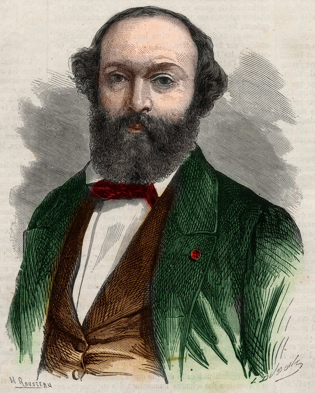 Theodore Rousseau (1812-1867) francia festő portréja. Metszet a „” The Illustrous Universe”-be” alkotó: Unknown artist