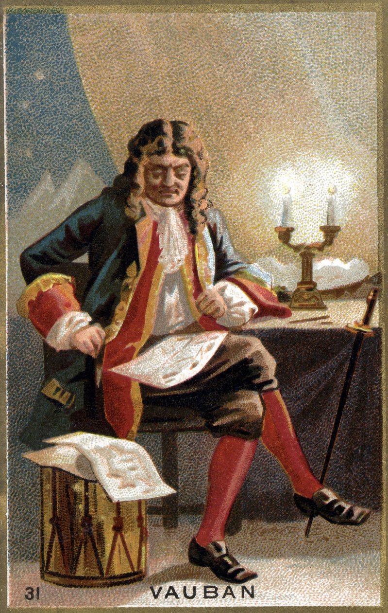 Vauban portréja (1633 - 1707). (Sébastien Le Prestre de Vauban) Franciaország marsallja és hadmérnök. századi kromolitográfiája. alkotó: Unknown artist