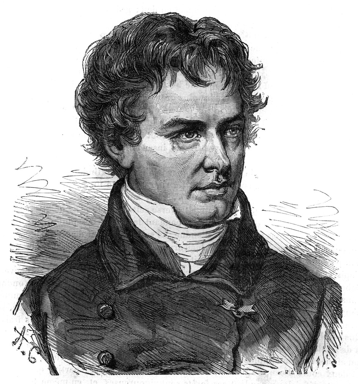 Victor Jacquemont (1801 - 1832), francia botanikus és utazó portréja – Metszet a „Nagy utazások festői története a tizenkilencedik században” c. 1877 alkotó: Unknown artist