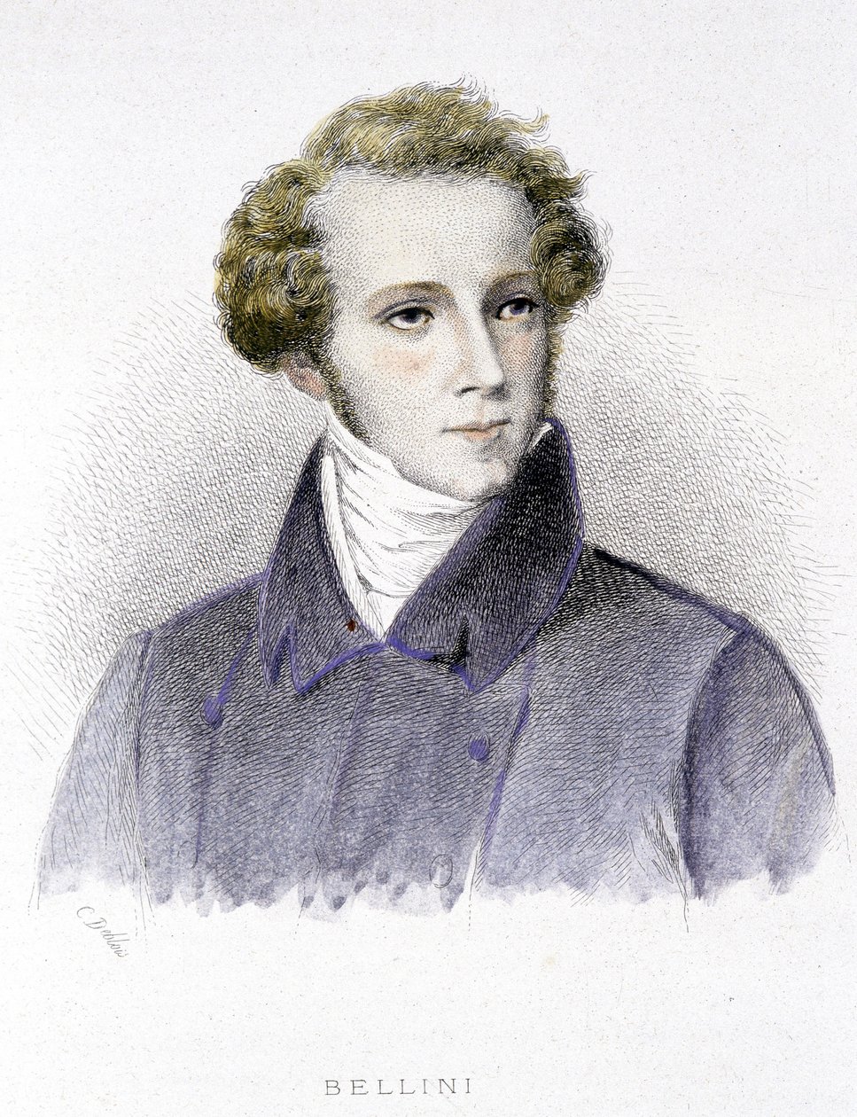Vincenzo Bellini olasz zeneszerző (1801-1835) portréja - metszet alkotó: Unknown artist