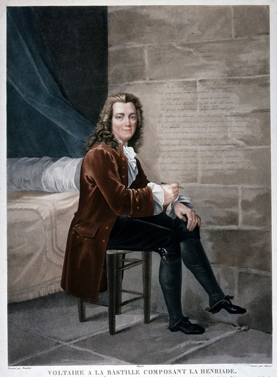 Voltaire portréja a Henriade-ot alkotó Bastille-nál. századi metszet. Musee Carnavalet. alkotó: Unknown artist