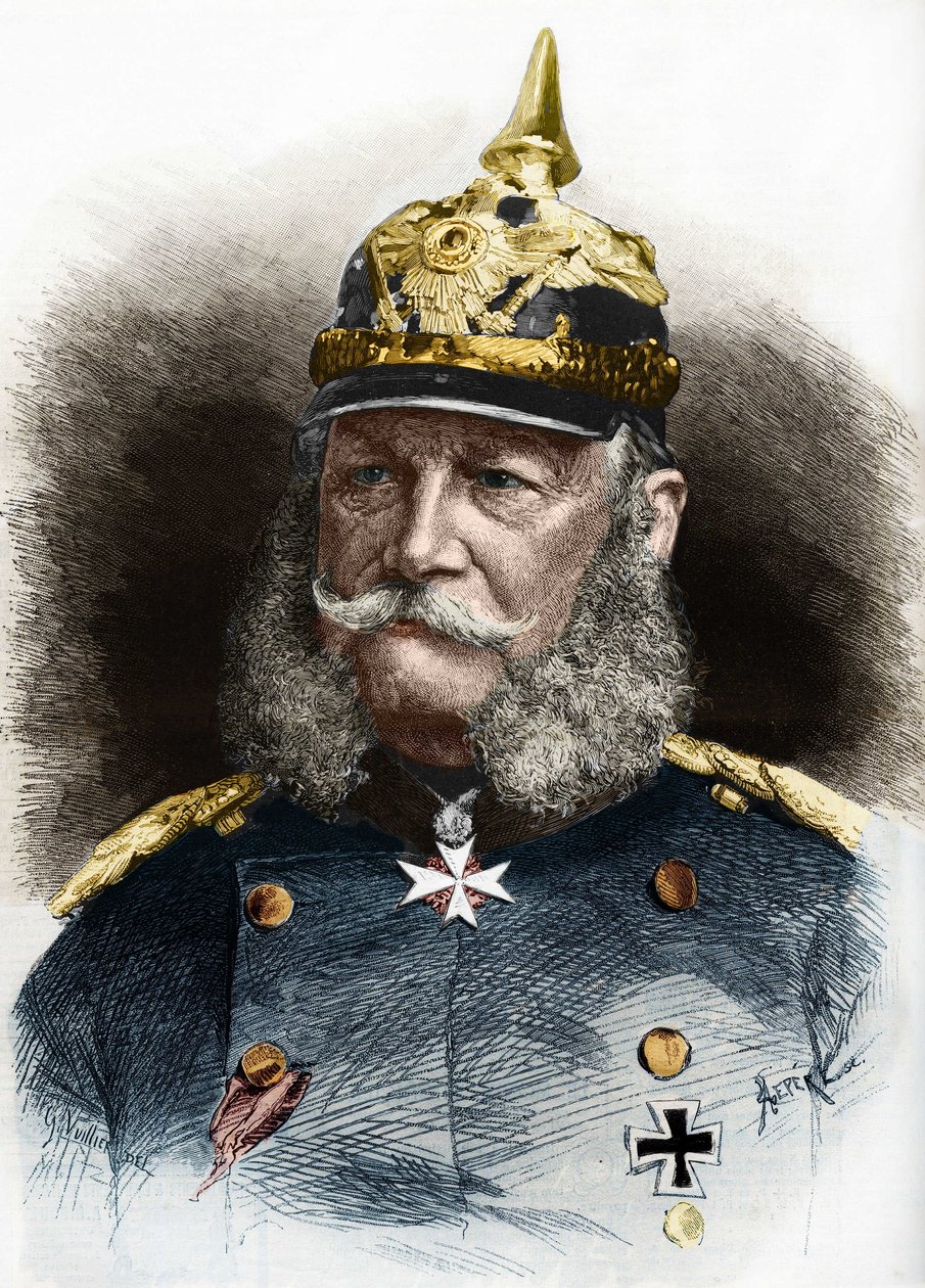 I. Vilmos (1797-1888), porosz király és német császár portréja. Metszet a 19. század végéről. alkotó: Unknown artist