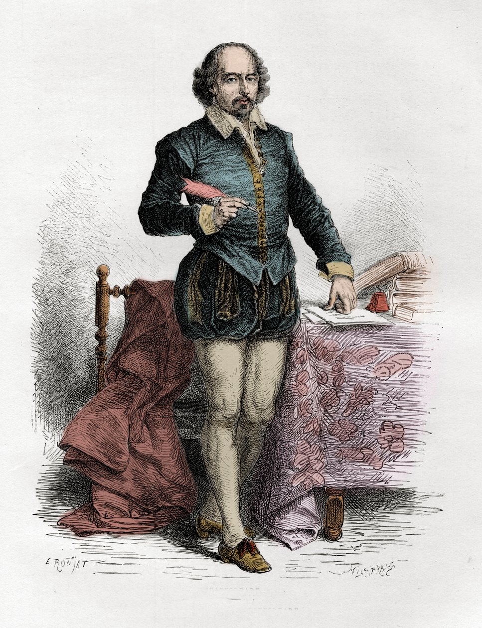 William Shakespeare (1564-1616), angol író portréja – metszet „Anglia története a legrégibb időktől” című művében, Francois Guizot 1877-ben alkotó: Unknown artist