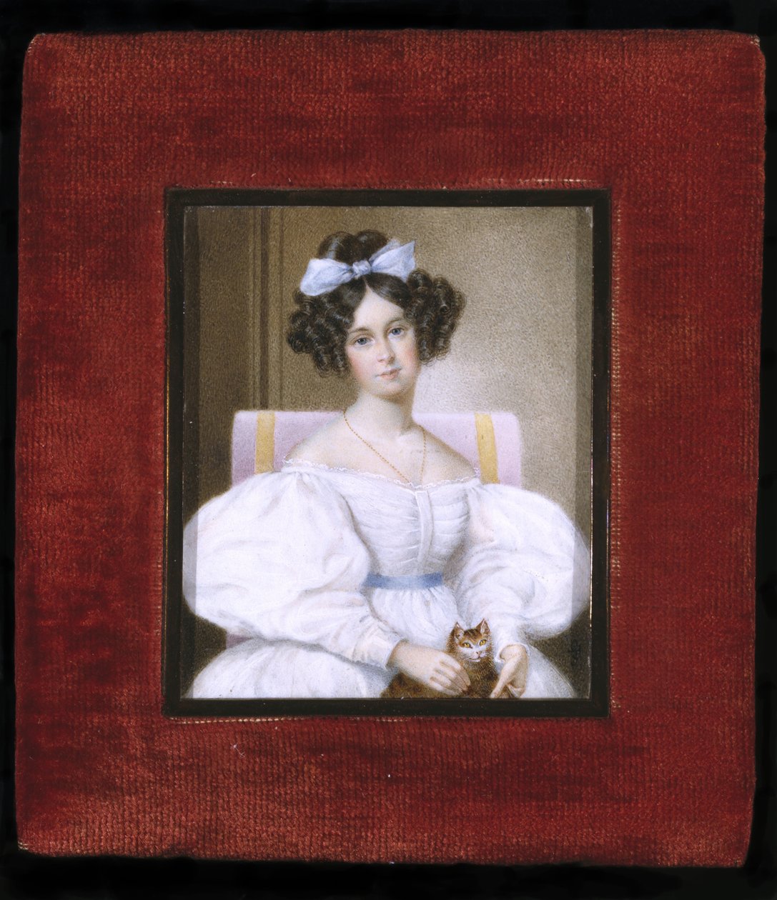Női portré, 1830 körül (akvarell elefántcsonton, bársonyon és üvegen) alkotó: Unknown artist