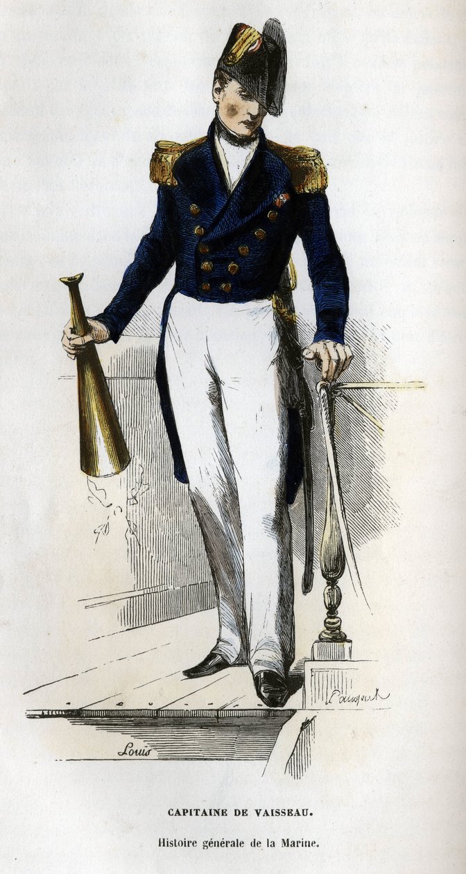 A hajó kapitányának portréja. Van Tenac „A haditengerészet általános története” című könyvében alkotó: Unknown artist