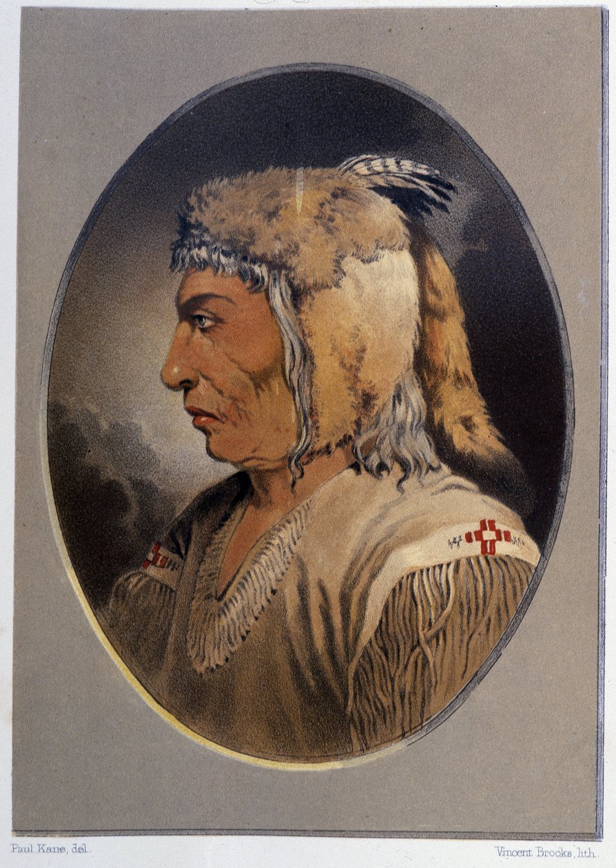 Egy indián portréja: Man-Ce-Muckt – Paul Kane, Longmans & Roberts, London „"Egy művész vándorlása észak-amerikai indiánok között" című filmjében alkotó: Unknown artist