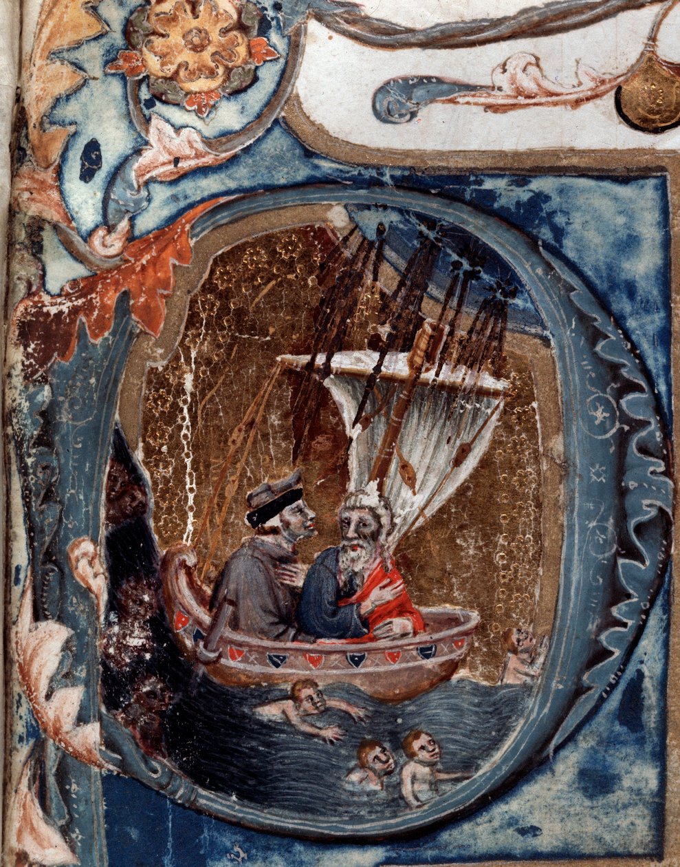 Dante Alighieri olasz költő portréja Charon hajóján - miniatűr alkotó: Unknown artist