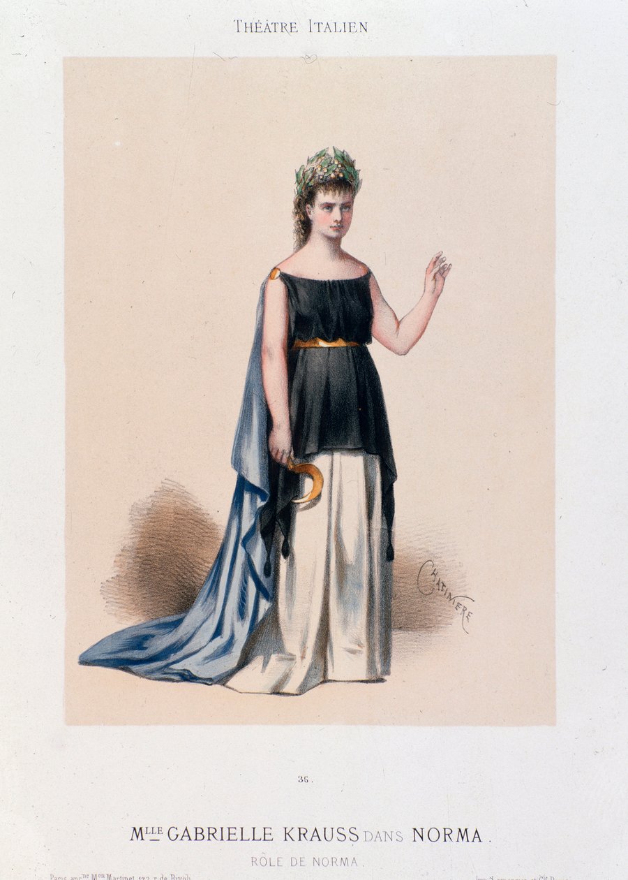 Gabrielle Krauss énekesnő portréja a Norma című operában alkotó: Unknown artist