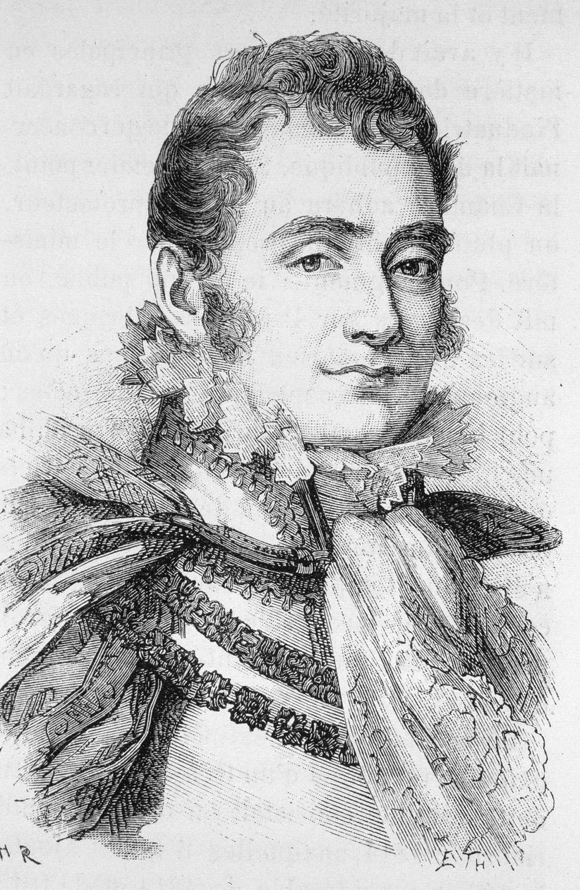 Berry hercegének portréja (1778 - 1820). század végi metszet a „Histoire de France”-ban, H. Martin. alkotó: Unknown artist