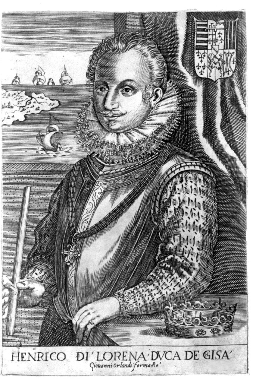 Guise hercegének portréja (I. Lotaringiai Henrik, Scalafre néven ismert (1550-1588)). 17. századi metszet. alkotó: Unknown artist