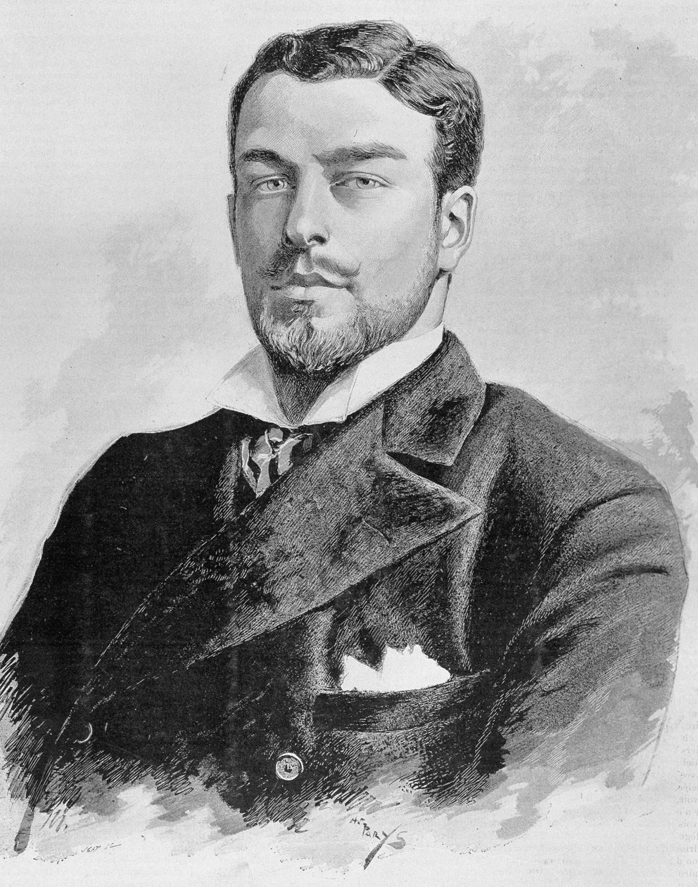 Orléans hercegének portréja. század végi metszet a „Histoire de France”-ban, H. Martin. alkotó: Unknown artist