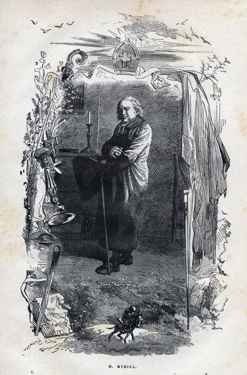 Eveque Myriel portréja – Gustave Brion (1824-1877) illusztrációja Victor Hugo (1802-1885) „A nyomorultak – Első rész: Fantine” című művéhez, 1862 alkotó: Unknown artist