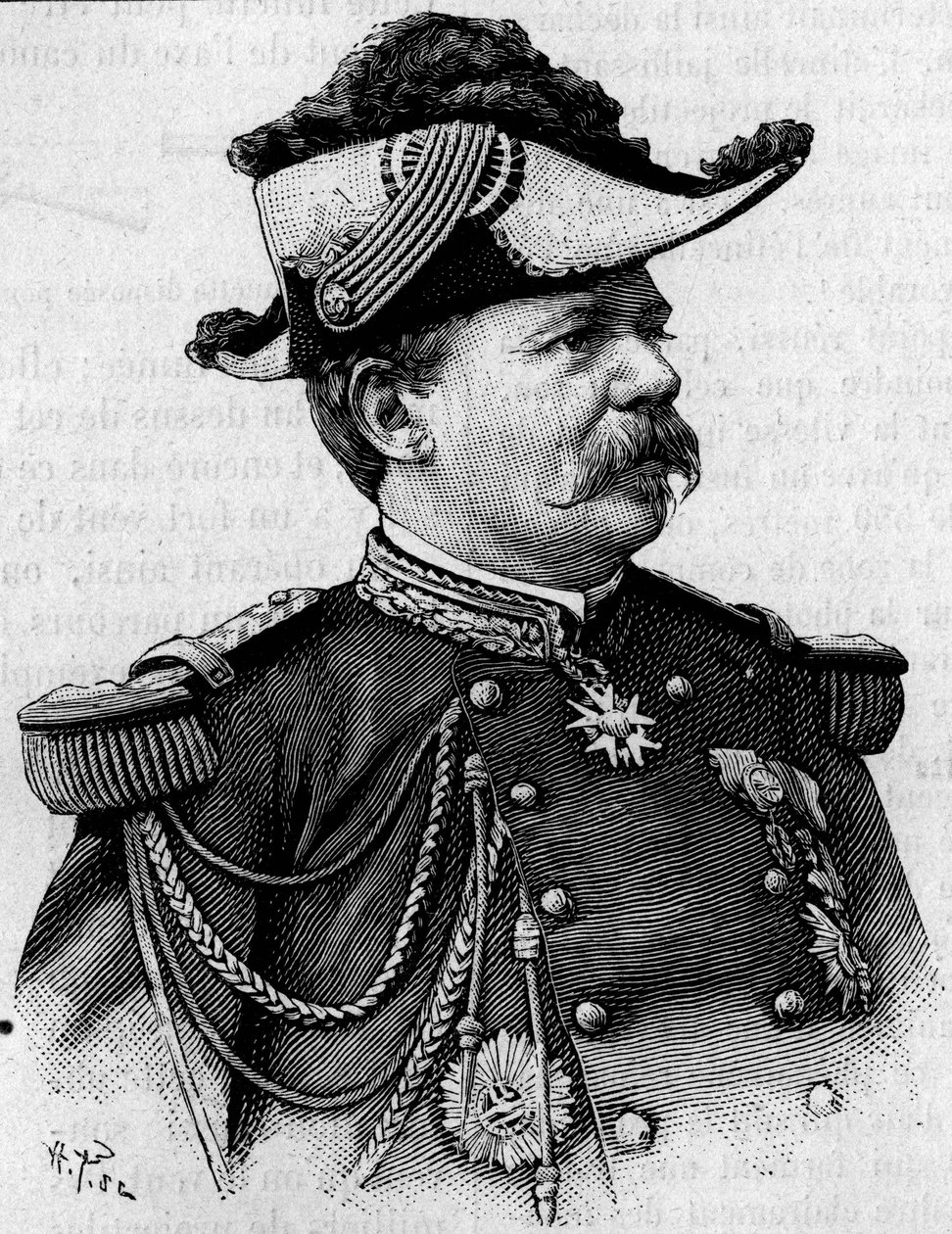 Francois Perrier (1833-1888) francia tábornok portréja. Metszet a „természetbe: áttekintés a tudományokról és alkalmazásukról a művészetben és az iparban” március 3. alkotó: Unknown artist