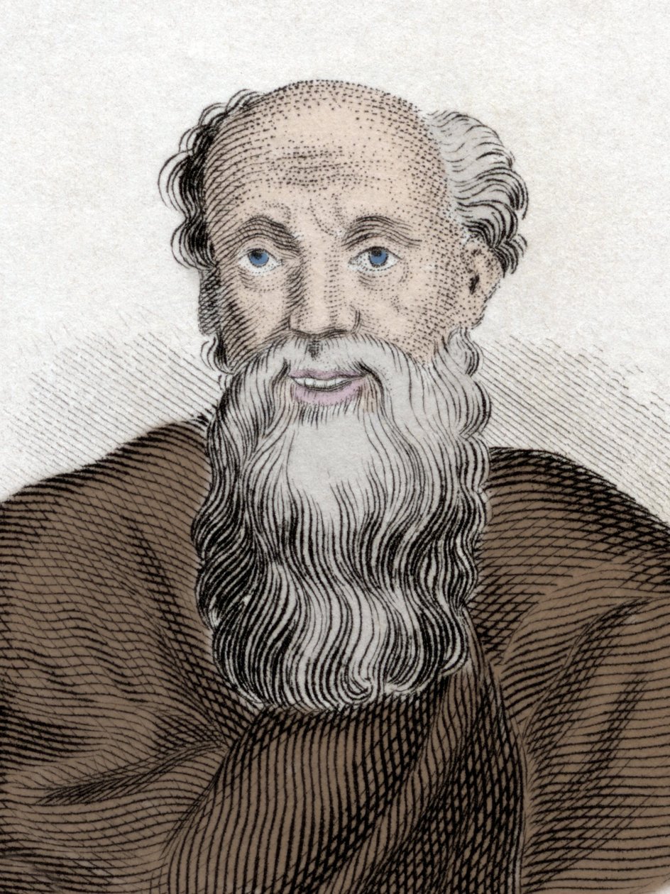 Démokritosz (Démokritosz) görög filozófus (460-370 Av JC), Abderai Demokritosz portréja. századi metszet. alkotó: Unknown artist
