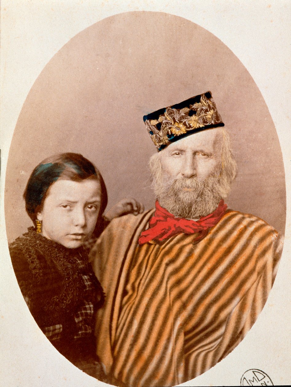 Portré az olasz hazafiról és a Risorgimento Giuseppe Garibaldi hőseiről (1807-1882) lányával, Cleliával (1867-1959), harmadik feleségének, Francesca Armosino lányával alkotó: Unknown artist