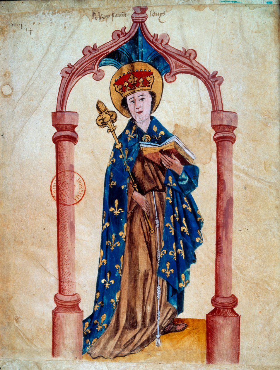 IX. Lajos (Szent Lajos) francia király portréja (1214-1270) Miniatűr a „L