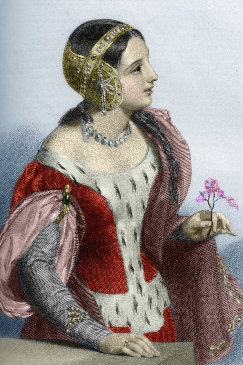 A francia Izabella angol királynő (1295-1358), I. Edward király hitvesének portréja. 19. század (metszet) alkotó: Unknown artist