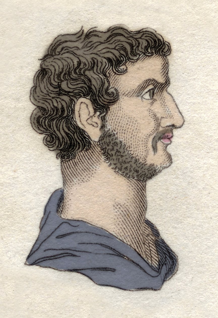 Hadrianus római császár (Publius Aelius Hadrianus) portréja (i.sz. 76-138) XIX. századi metszet. alkotó: Unknown artist