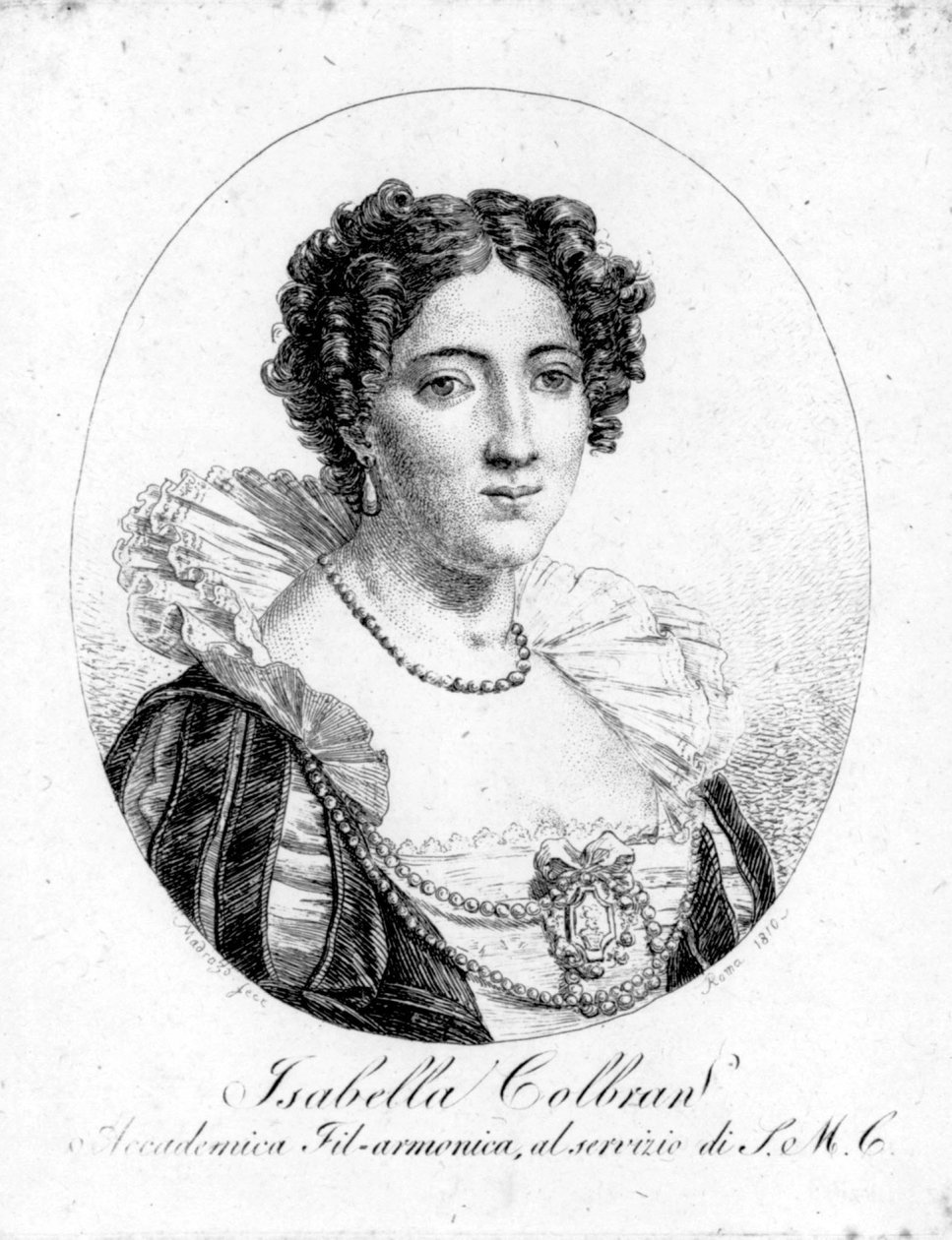 Isabelle Colbran (1785-1845) spanyol énekesnő portréja. Metszet a XIX. alkotó: Unknown artist