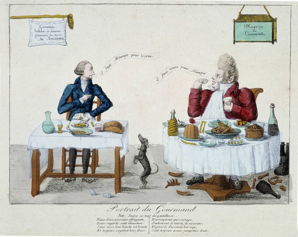 Az ínyence portréja: ""enned kell, hogy élj, élned kell, hogy egyél"" - metszet alkotó: Unknown artist