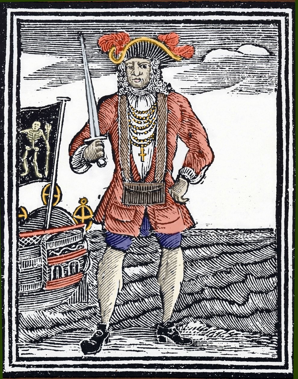 Bartholomew „Black Bart” Roberts kalóz portréja. alkotó: Unknown artist