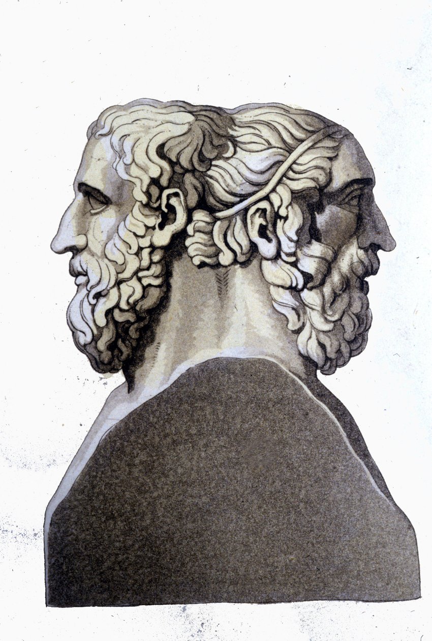 Homérosz (Kr. e. 9. század) és Archiloque (Kr. e. 712 - ie 648), görög költők portréi. alkotó: Unknown artist