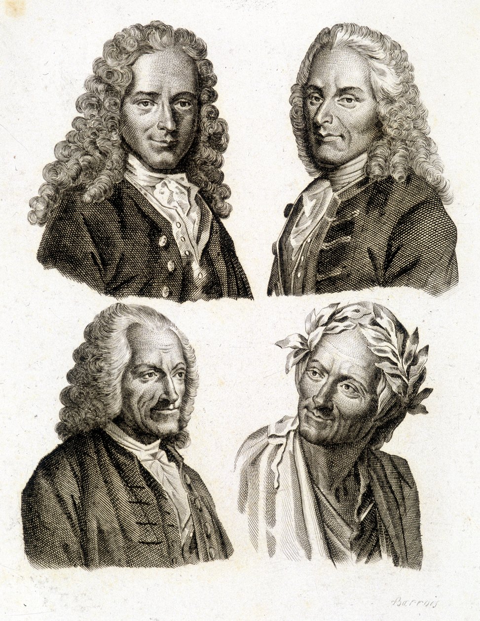 Voltaire portréi különböző korokban - metszet alkotó: Unknown artist