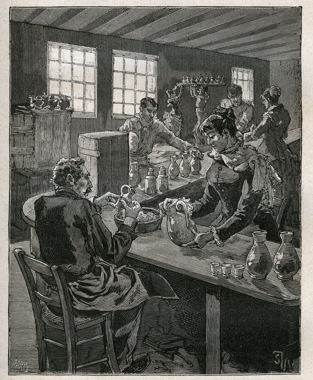Fazekasság: töltőkerámia. Metszet 1885-ből Adolphe BITARD „Les arts et metiers illustres” című könyvében. alkotó: Unknown artist