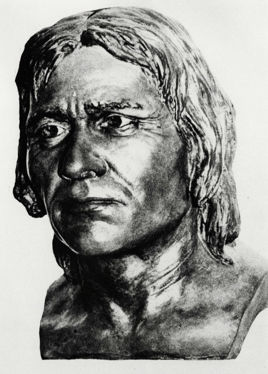 Őstörténet: Cro-Magnon emberének rekonstrukciója (mellszobor), Mac Grégor nyomán. alkotó: Unknown artist