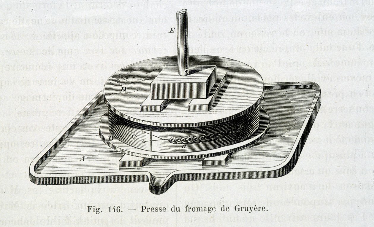 Gruyere sajtó – Louis Figuier „Az ipar csodái” című könyvében alkotó: Unknown artist