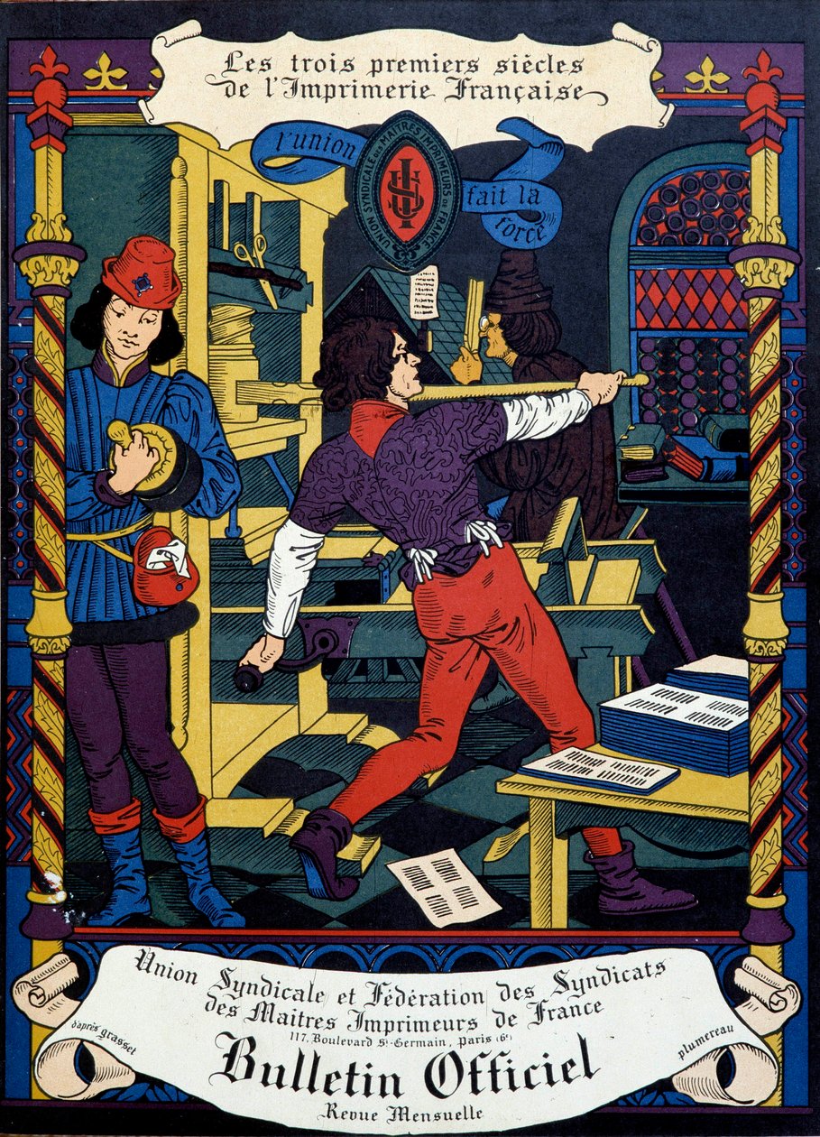Nyomtatás: a Union syndicale des maitres printers de France hivatalos értesítőjének fedőlapja. 19. század. Paris, B.N. alkotó: Unknown artist