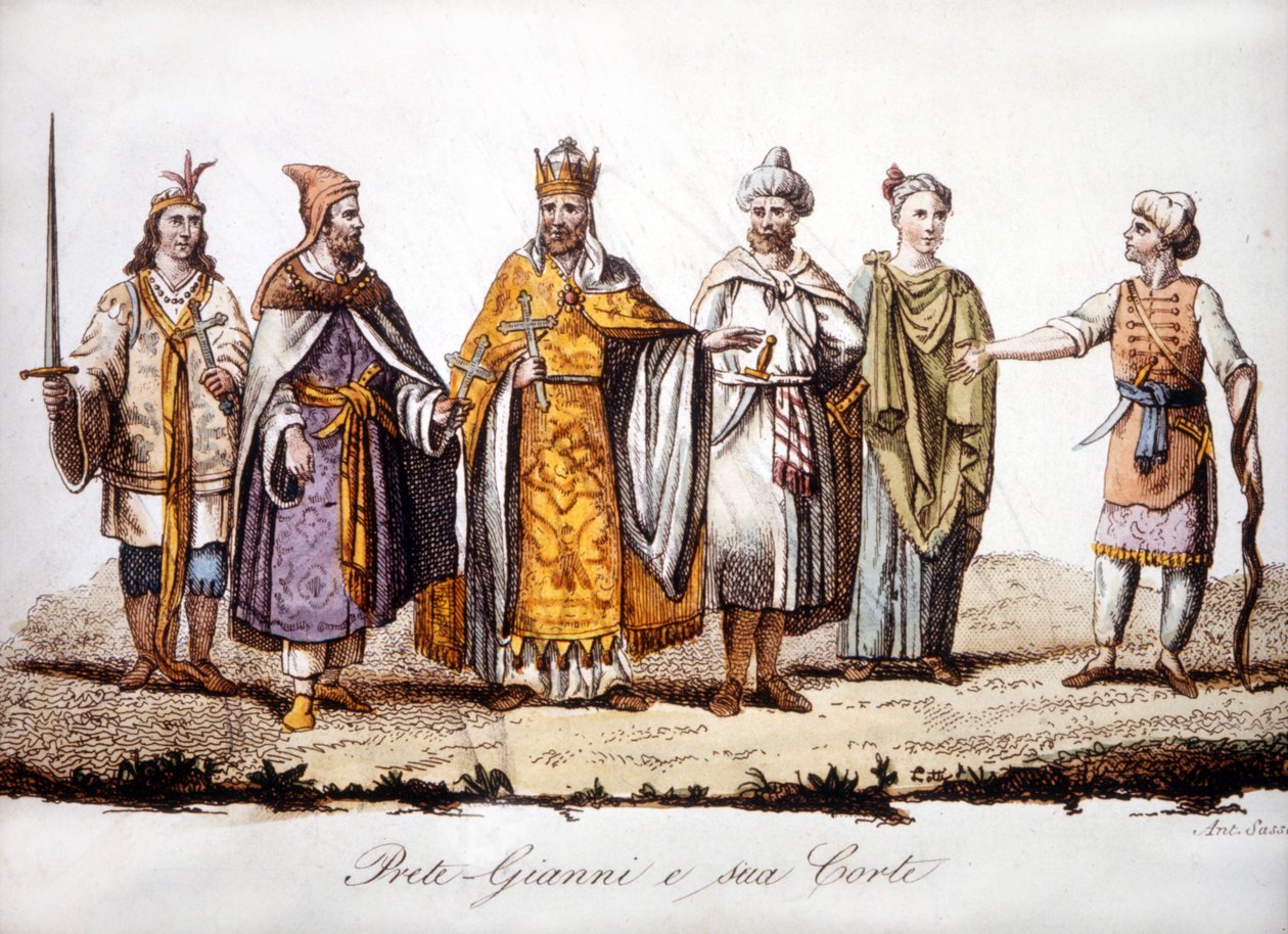 Pritre Jean és udvara. 19. század eleji sd metszet. alkotó: Unknown artist