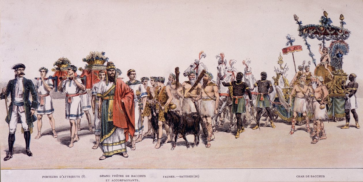 A kombájnok és Bacchus (Bacco) szekerének felvonulása – a „Borászok Fesztiváljának hivatalos albumában”” alkotó: Unknown artist