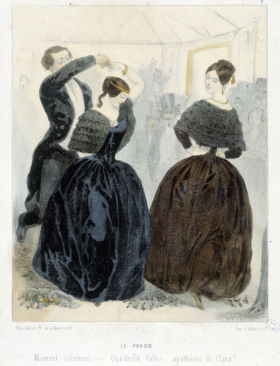 Népszerű párizsi bál: Le Prado, 1860 körül: "" Quadrille, polka, Clara apoteózisa "". alkotó: Unknown artist