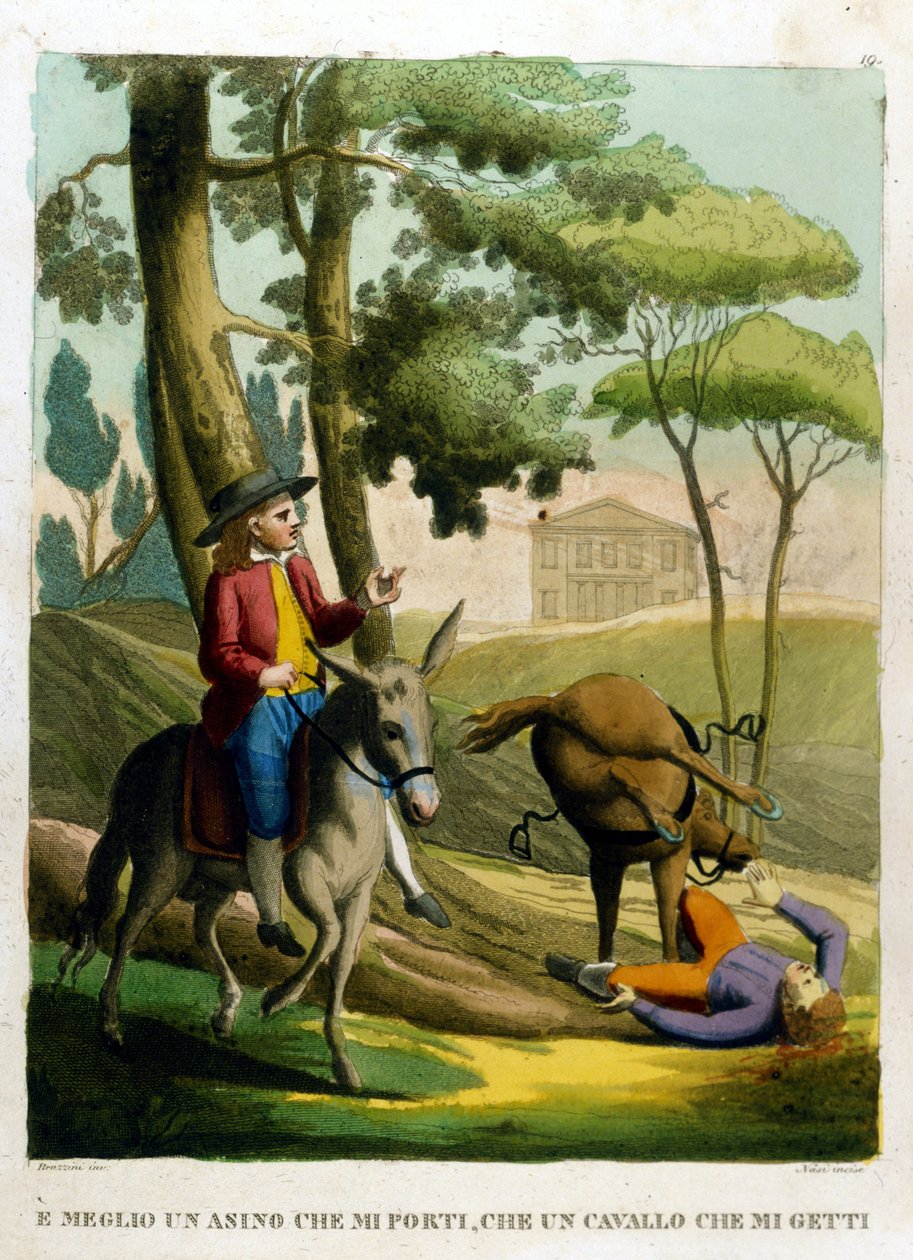 Közmondás: Jobb, ha szamár viszi, mint ló dobja. alkotó: Unknown artist