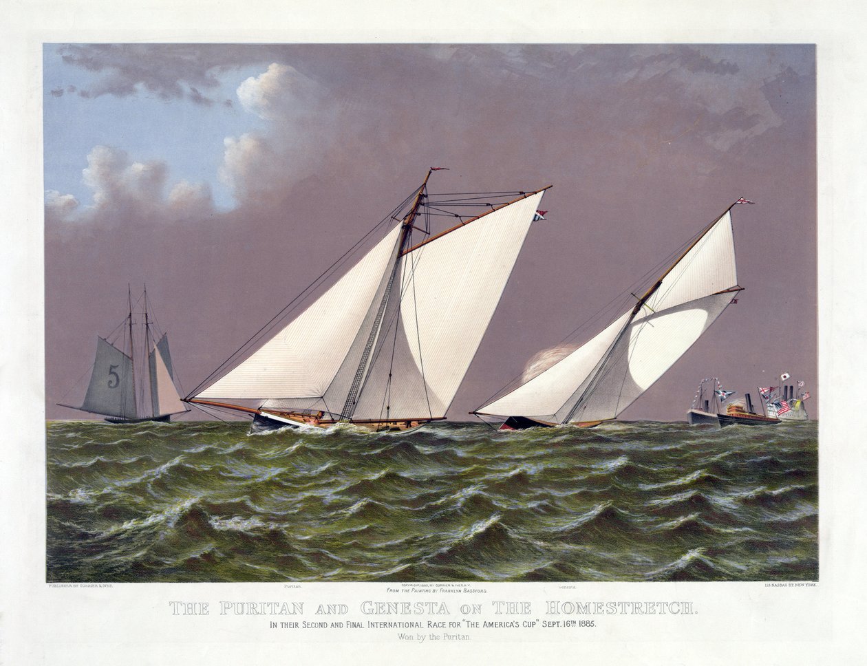 Puritán vitorlások és Genesta az Amerika Kupa egyik regattáján 1885.09.16-án. alkotó: Unknown artist