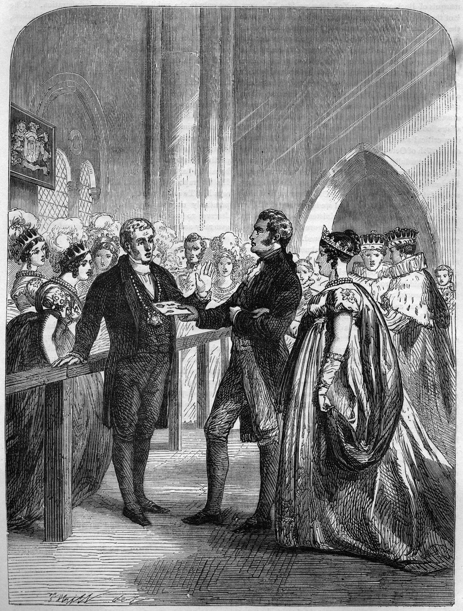 Karolina királynőt (Caroline of Brunswick-Wolfenbutte (Brunswick Wolfenbutte) (IV. György egyesült királyságbeli királynő hitvese) eltaszították a Westminster Abbey ajtajából 1820 (metszet) alkotó: Unknown artist