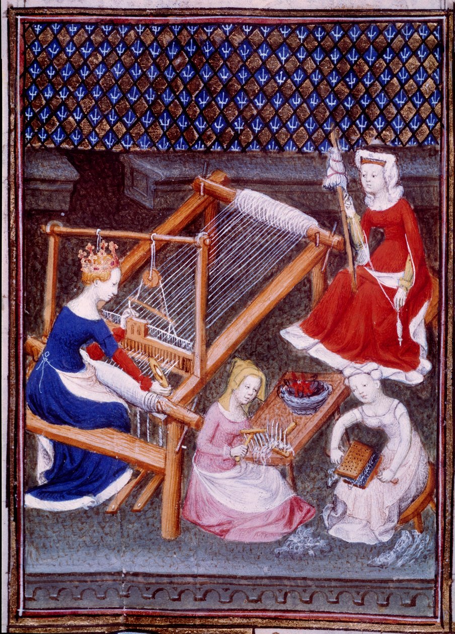 Tanaquil királynő, idősebb Tarquin római király felesége, Giovanni Boccaccio (Boccaccio) (1313-1373) „"De mulieribus claris""" (Könnyű és nemes nők)"-ből készült miniatűrt sző. alkotó: Unknown artist
