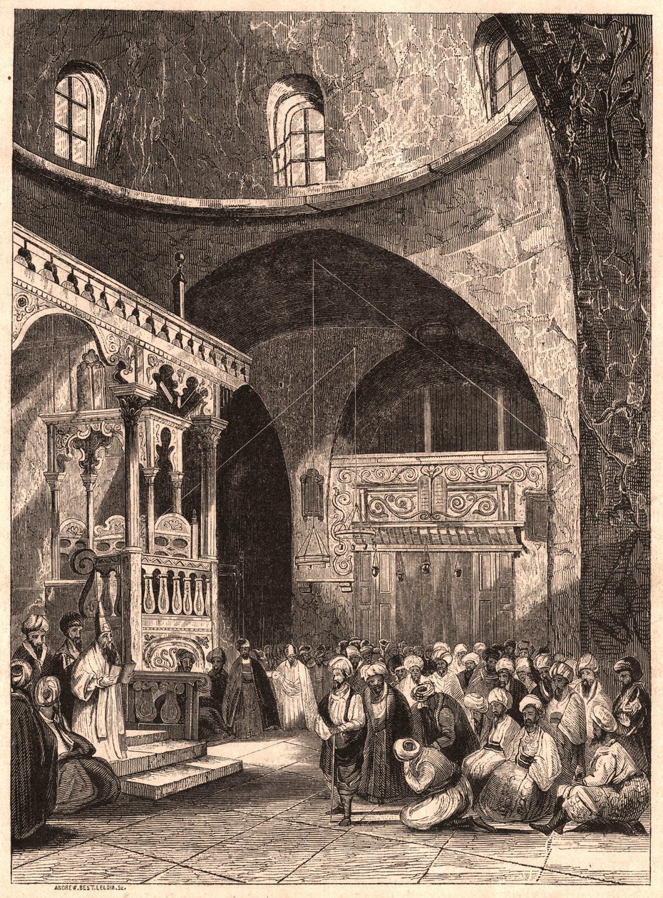 Rabbi és gyülekezet egy jeruzsálemi zsinagógában alkotó: Unknown