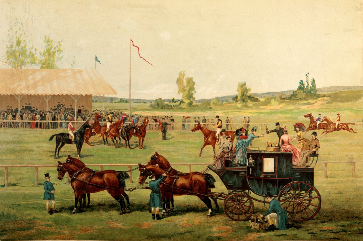 Versenypályák. Színes kromolitográfia 19. század vége. Párizs, dekoratív művészet alkotó: Unknown artist