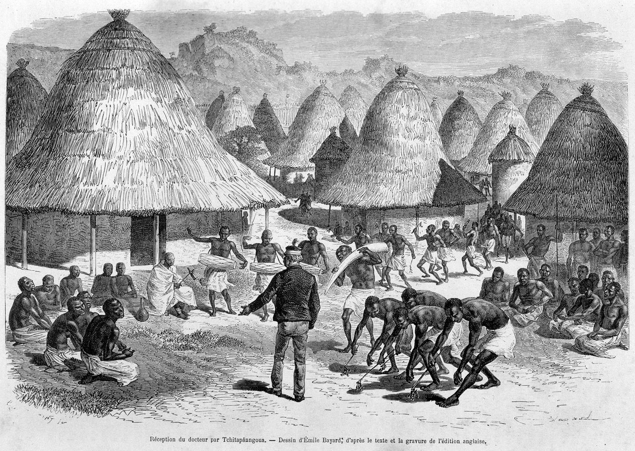 Dr. Livingstone fogadása Tchitapanngoua által – „” Livingstone utolsó útja 1866-1873”” a „” A világ körül” című részben, 2. szem. 1875 alkotó: Unknown artist