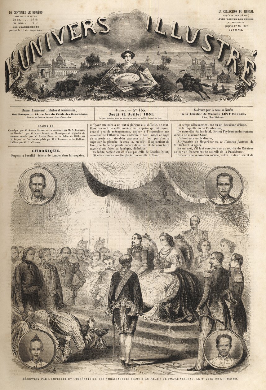 A sziámi nagykövetek fogadása III. Napóleon császár és Eugenie császárné által a Fontainebleau-i palotában, 1861. június 27. - „Reception des ambassadeurs du Siam par Napoleon III et l